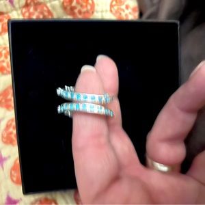 Blue stone cz hoop earrings